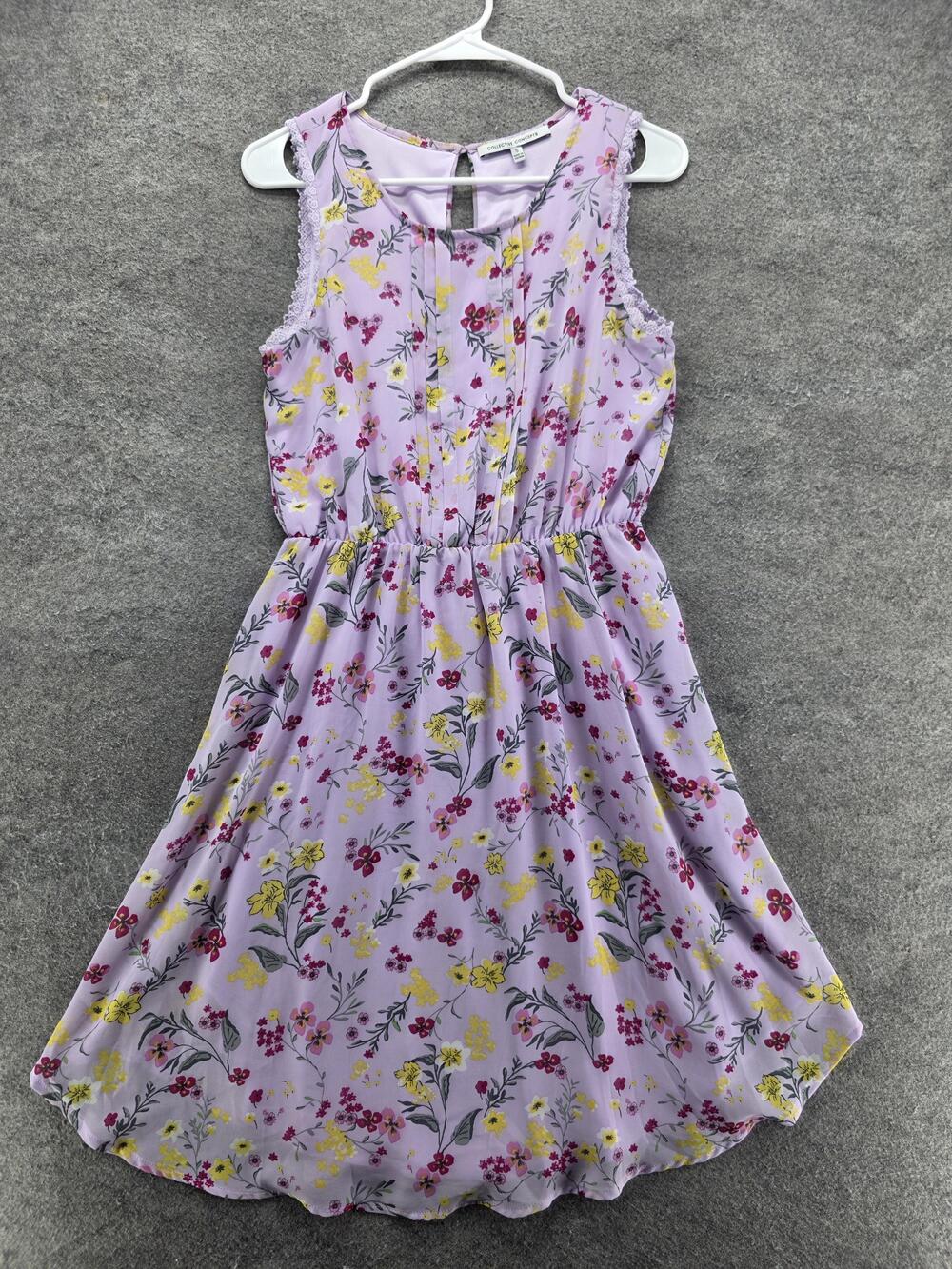 COLLECTIVE CONCEPTS Dress Womens S Purple Floral Sundress Fit & Flare Lined